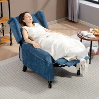 HOMCOM 150° Reclining Vintage Armchair, with footrest, Royal Blue(m-8)