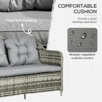 Outsunny Four-Piece Rattan Set, with Glass-Top Table - Grey(m-5)