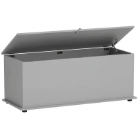 HOMCOM Storage Chest, Large 113L Blanket Box, Shoe Bench with Safety Hinged Lid, Storage Trunk, Bed End Bench for Bedroom, Hallway, Living room, Playroom, 100 x 40 x 40cm, Grey(m-10)
