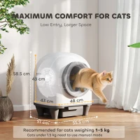PawHut 80L Extra Large Self Cleaning Cat Litter Tray with APP Control, Safety Protection, Odor Removal, Rubbish Bag for Multiple Kittens(m-3)