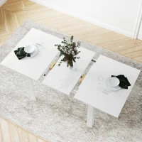 HOMCOM Extending Six-Person High Gloss Dining Table - White(m-7)