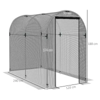 Outsunny Galvanised Steel Fruit Cage, Plant Protection Tent with Zipped Door, 1.2 x 2.4 x 1.9m, Black(m-3)