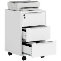 HOMCOM Three-Drawer Locking Filing Cabinet - White(m-10)