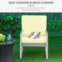 Outsunny 2-Piece Garden Seat and Back Cushion Set, Replacement Cushions for Outdoor Furniture with Seat Cushion and Back Cushion, Cream White(m-4)