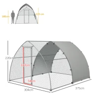 PawHut Galvanised Outdoor Chicken Coop, with Cover, for 8-12 Chickens, Hens, Ducks, Rabbits, 3 x 3.8 x 2.2m - Silver Tone(m-3)