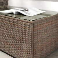 Outsunny 90 x 50cm Glass-Top Rattan Side Table - Brown(m-9)