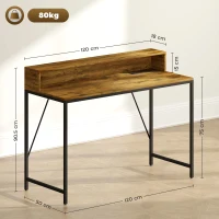 HOMCOM 120cm Computer Desk with LED Lights and Power Outlets, Gaming Desk with Monitor Stand, Computer Table with Remote for Home Office Study, Rustic Brown(m-3)