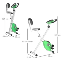 HOMCOM Folding Exercise Bike, Fitness Bicycle Indoor Trainer, Quiet 8-Level Magnetic Resistance, with LCD Monitor, Pulse Sensor and Wheels for Sport Maison and Cardio Training, Green(m-3)