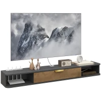 HOMCOM 140 cm Floating TV Stand with Storage - Charcoal Grey(m-10)