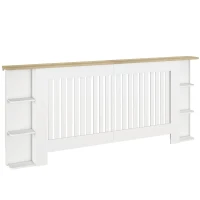 HOMCOM Radiator Cover with Open Storage Shelves, Vertical Slatted Cabinet Shelf Heater Cover for Living Room, Hallway, Extra Large, White(m-10)