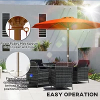 Outsunny 3m Wood Pole Parasol Umbrella - Orange(m-5)