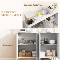 HOMCOM Sideboard Buffet Cabinet, Modern Kitchen Storage Cabinet with Adjustable Shelves and Metal Legs, White(m-4)