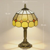 HOMCOM Handmade Art Deco Glass Table Lamp - White/Orange(m-3)