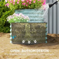 Outsunny Two-Tier Galvanised Steel Garden Planter - Dark Green(m-7)