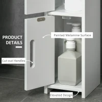 kleankin Modern Bathroom Storage Cabinet, Freestanding Tall Bathroom Cabinet with Open Shelves and 3 Cupboards with Door, for Bedroom Hallway, White(m-5)