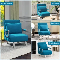 HOMCOM 4-in-1 Faux Suede Chair Bed - Blue(m-8)