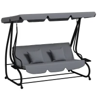 Outsunny Three-Person garden Swing Chair, with Adjustable Canopy - Dark Grey(m-10)
