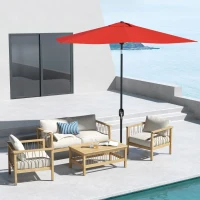Outsunny 2 x 3 m Rectangular Parasol Umbrella - Red(m-2)