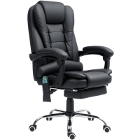 Vinsetto Ergonomic Massage Office Chair with 6-Point Vibrating & Heated Lumbar Support, Executive High Back Computer Desk Chair with Footrest, 135° Reclining, PU Leather, Black