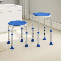HOMCOM 360° Swivel Shower Chair, Height Adjustable Aluminium Shower Stool with Non-Slip Feet for Disabled, Elderly, Blue(m-9)
