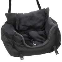 PawHut Dog Car Seat for Small Dogs with Fixed Buckle, Safety Leash, Washable Cover, 58 x 45 x 28 cm, Black(m-1)