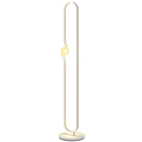 HOMCOM LED Floor Lamp, Dimmable Floor Standing Lamp with Glass Night Light, Foot Switch for Living Room, Bedroom, Office, White(m-11)