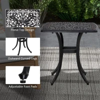 Outsunny Cast Aluminium Bistro Table, Outdoor Square Side Table with Umbrella Hole, Garden Table for Balcony, Bronze Tone(m-6)