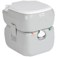 Outsunny Portable Toilet for Adults, 22L Camping Toilet with Seat, Lid and Anti-Leak Handle Pump, Outdoor Travel Toilet with Detachable Tanks for Camping, Boating, Hiking, Travel, RV, Grey(m-11)