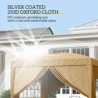 Outsunny 3x3(m) Pop-Up Gazebo, with Curtain Walls and Windows, Khaki(m-5)