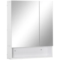 kleankin Bathroom Cabinet with Mirror, Wall Mounted Bathroom Mirror Cabinet with Adjustable Shelf, 2 Doors Storage Cupboard, White(m-1)