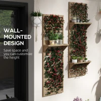 Outsunny Wall Mounted Plant Stands Set of 2, Fir Wood Flower Stand with Shelves and Slatted Trellis for Patio, Balcony, Porch(m-6)