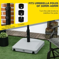 Outsunny Garden Parasol Base Holder, 24kg Water or 30kg Sand Filled, Outdoor Market Umbrella Stand Weight with Wheels and Brakes, Grey(m-5)