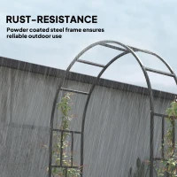 Outsunny Steel Garden Arch, 2.2m High x 1.5m Wide Metal Garden Trellis for Climbing Plants Roses Wisteria Vines, Outdoor Wedding Arch for Bridal Party Ceremony Decoration, Black(m-4)