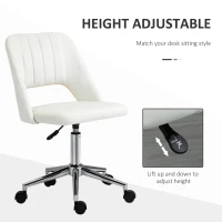 Vinsetto Armless Velvet-Feel Office Chair - Cream White(m-4)