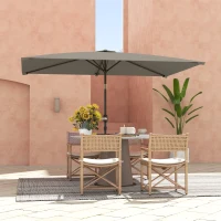 Outsunny 3x2m Garden Parasol Umbrella with Aluminium Pole, Tilt and Crank, Rectangular Outdoor Table Parasol Sun Shade for Patio, Light Grey(m-9)