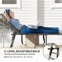 Outsunny Five-Position Reclining Sun Lounger - Beige(m-4)