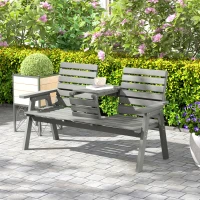 Outsunny Fir Wood Convertible 2 to 3 Seater Outdoor Garden Bench Grey(m-2)