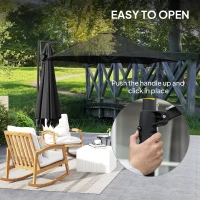 Outsunny 2.5m Rotating Cantilever Parasol - Black(m-4)