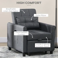 HOMCOM Linen-Look Single Chair Bed - Grey(m-4)