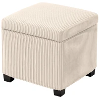 HOMCOM Storage Ottoman Bench, Corduroy Storage Chest Box with Wooden Legs, 40cm Bed End Bench for Living Room, Bedroom, Entryway, Beige(m-11)