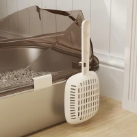 PawHut Stainless Steel Litter Box with Lid, High Wall Sided Enclosure, Pedal, Scoop, Non-Sticky, Anti-Leakage, Easy Cleaning(m-8)