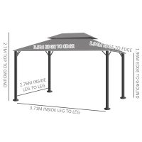 Outsunny 3 x 4m Aluminium Garden Gazebo, Marquee Canopy Shelter Pavilion Party Tent with Nets and Curtains for Garden and Deck, Light Grey(m-3)