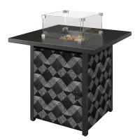 Outsunny Square Propane Gas Fire Pit Table,12 KW Firepit Outdoor Patio Heater with Glass Wind Guard, Lava Rocks, Gas Tank Holder(m-11)