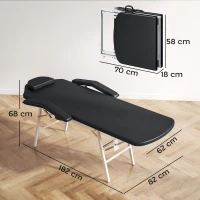 HOMCOM Portable Massage Table, 3 Section Adjustable Beauty Bed, Foldable Massage Bed with Face Hole, Recliner Chair with Removable Headrest and Armrests for Spa, Lash, Tattoo, Black(m-3)