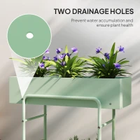 Outsunny 2 Tier Plant Stand, Metal Plant Rack Shelf with Drain Holes, Floor-standing Flower Pot Stand for Indoor Outdoor Garden Patio Balcony Living Room, Green(m-5)