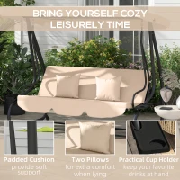 Outsunny Three-Person garden Swing Chair, with Adjustable Canopy - Light Brown(m-7)