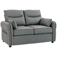 HOMCOM 2 Seater Sofa, Faux Leather Loveseat - Grey(m-10)