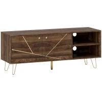 HOMCOM TV Stand Cabinet for up to 60 Inch TV, Modern 130cm TV Unit with Adjustable Shelves and Hairpin Legs, Double Door TV Cabinet for Living Room, Bedroom, Brown(m-1)