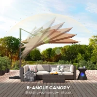 Outsunny Multi-Angle LED Light Parasol Umbrella - Khaki(m-7)