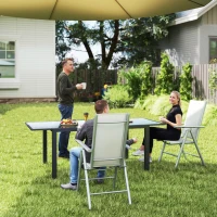 Outsunny Set of Two Aluminium Folding Chairs  - Light Grey(m-2)